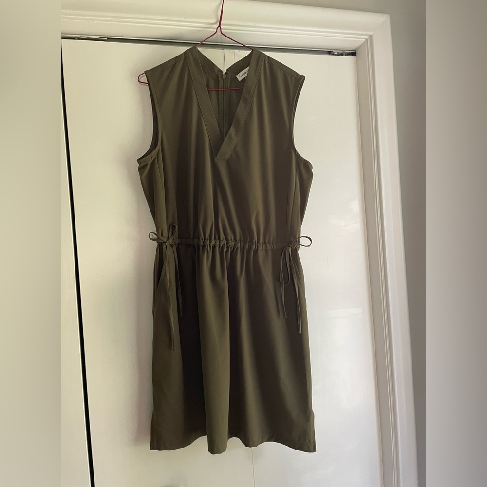 Calvin Klein Olive Green Sleeveless Mini Dress